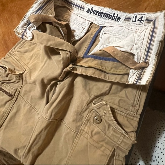 Vintage Abercrombie Fitch Y2K Pants Khaki Tan Cargo Military Skater Baggy Sz 14 - Picture 4 of 14
